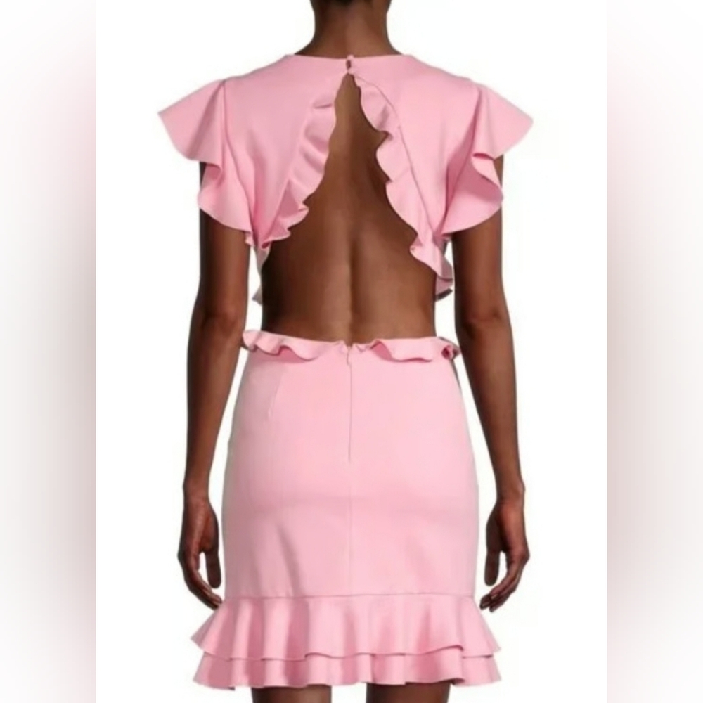 NWT Revolve Elliatt Gloaming Pink Cutout Ruffle Mini Dress Size XS - Picture 2 of 12